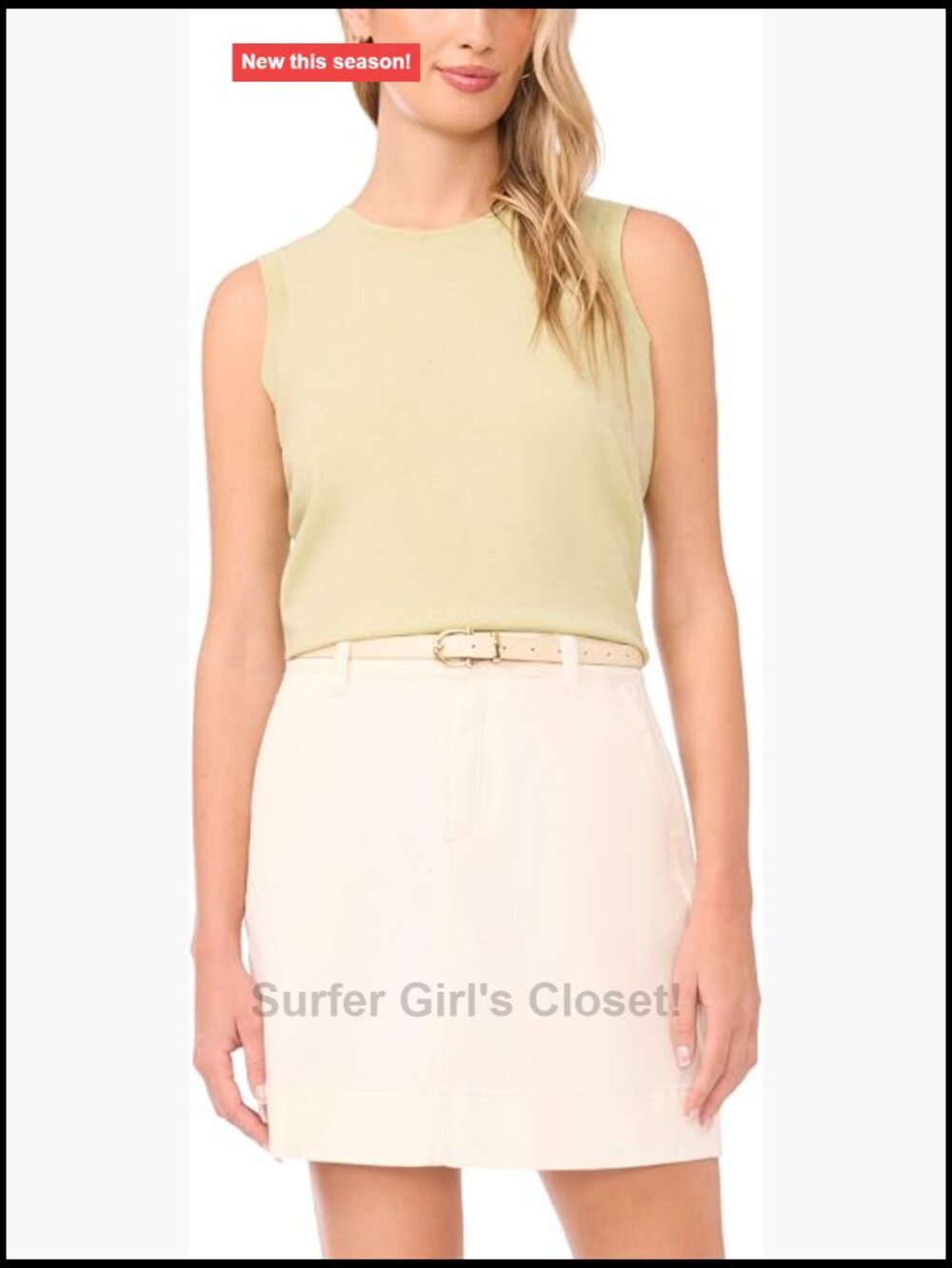 Sleeveless Shell Tank Top Nylon Linen Blend